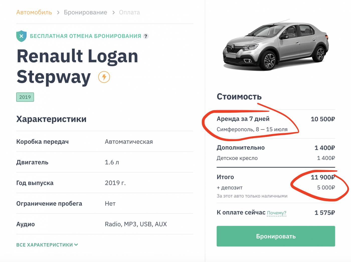 Стоимость аренды авто в Крыму